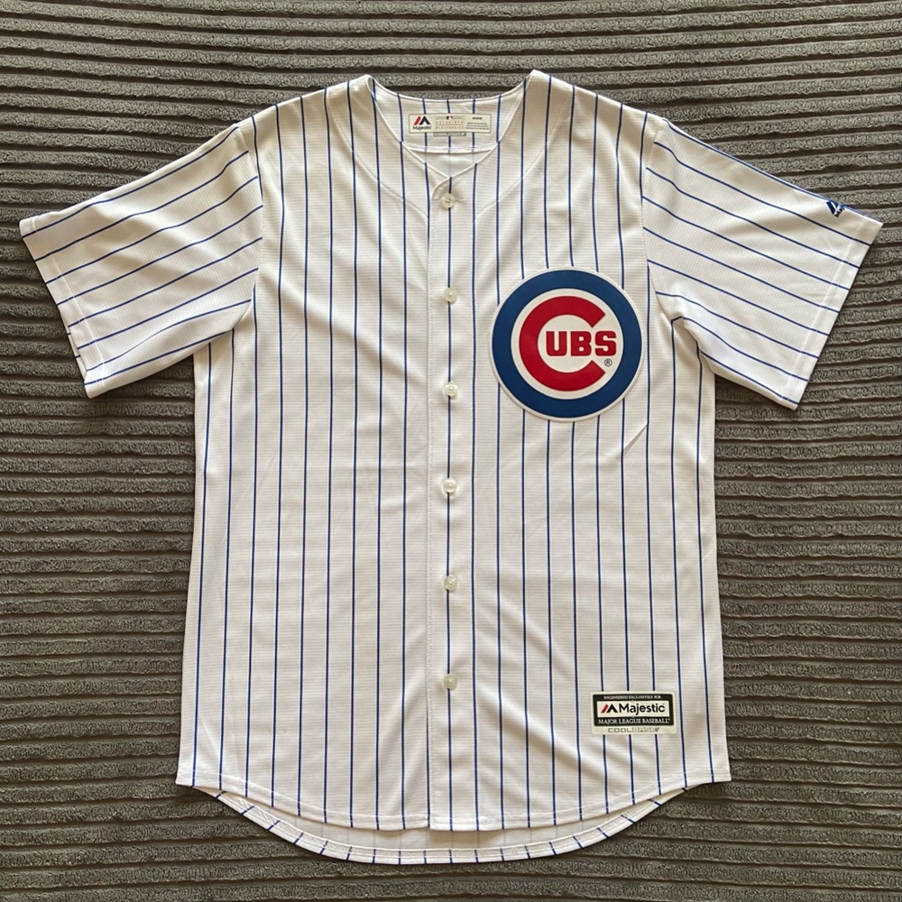 Chicago Cubs Men's Majestic Home Pinstripe Replica Baseball Jersey Size M